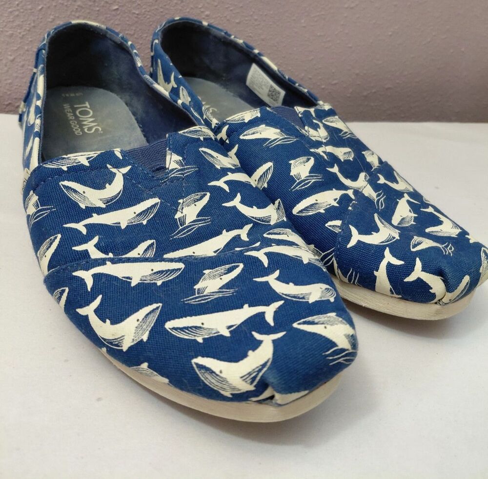 Toms Alpargata Loafer Slip-On Flats Whale Print Women's 8.5